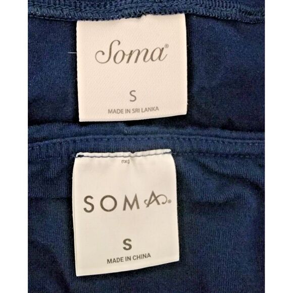 Soma Cool Nights Sleep Set Tank & Shorts Womens Size Small Dark Blue Pajamas - Picture 11 of 12